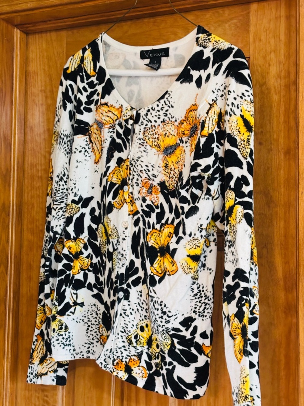 Floral Animal Print Women's cardigan. Butterfly - Picture 6 of 14